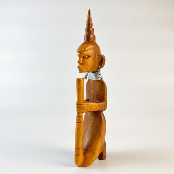 Vintage Besmo Kenya African Art Hand Carved Wood Figure Figurine  Statue Home De - Picture 2 of 6